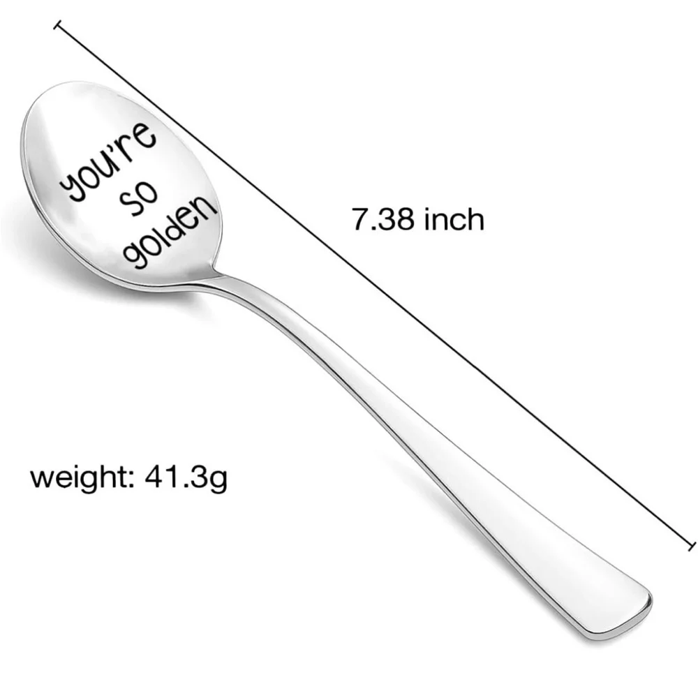 Elegant Silver Party Spoon Engraved with You’re so Golden
